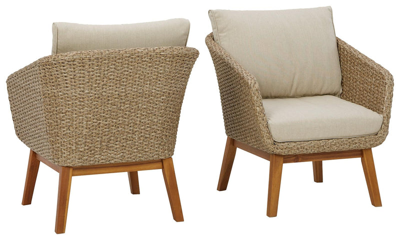 Crystal Cave Beige Outdoor Lounge Chair With Cushion (Set Of 2)