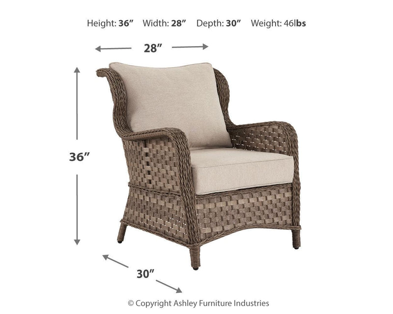 Clear Ridge Light Brown Lounge Chair With Cushion (Set Of 2)