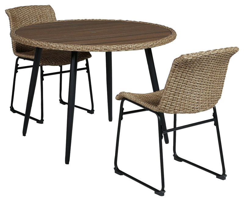 Amaris Brown/Black Outdoor Dining Table And 2 Chairs