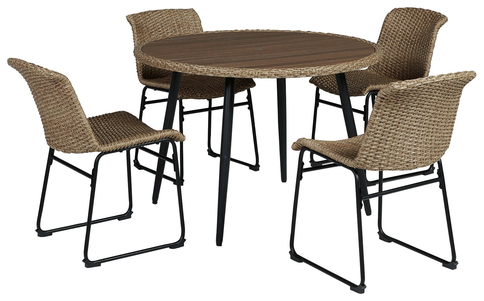 Amaris Brown/Black Outdoor Dining Table And 4 Chairs - Ella Furniture