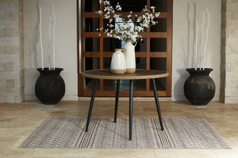 Amaris Brown/Black Outdoor Dining Table - Ella Furniture