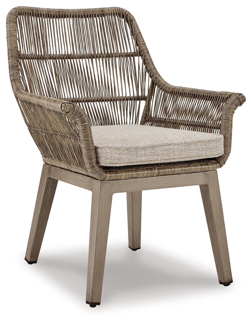 Beach Front Beige Arm Chair With Cushion (Set Of 2) - Ella Furniture