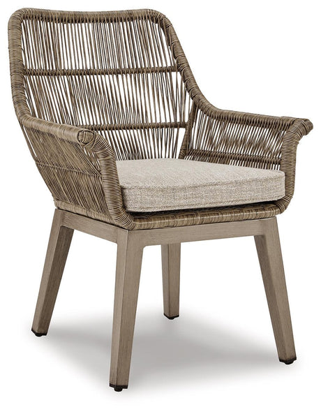 Beach Front Beige Arm Chair With Cushion (Set Of 2) - Ella Furniture