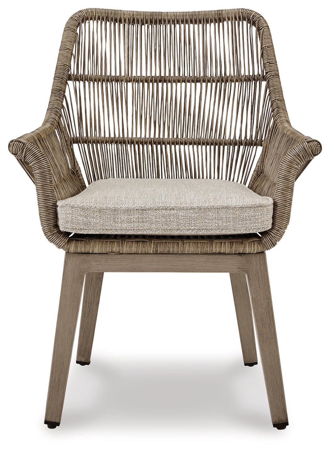 Beach Front Beige Arm Chair With Cushion (Set Of 2) - Ella Furniture