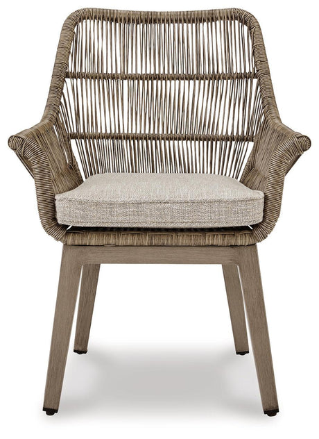 Beach Front Beige Arm Chair With Cushion (Set Of 2) - Ella Furniture