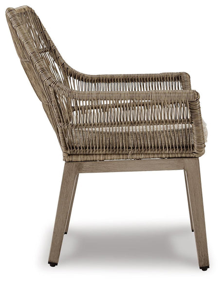 Beach Front Beige Arm Chair With Cushion (Set Of 2) - Ella Furniture