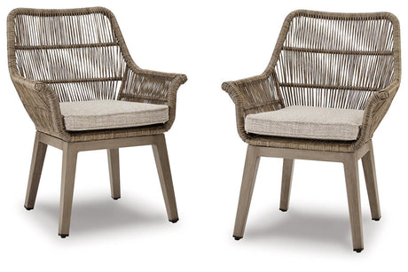 Beach Front Beige Arm Chair With Cushion (Set Of 2) - Ella Furniture