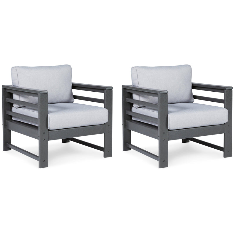 Amora Charcoal Gray Outdoor Lounge Chair With Cushion (Set Of 2) - Ella Furniture