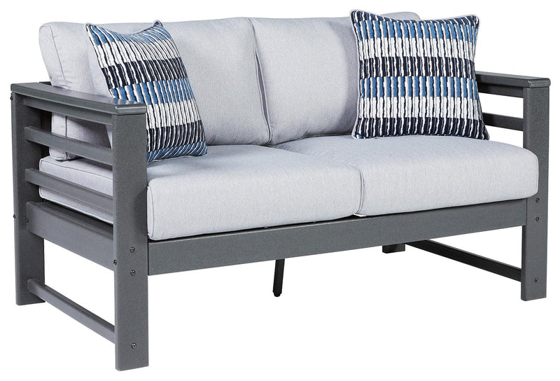 Amora Charcoal Gray Outdoor Loveseat With Cushion