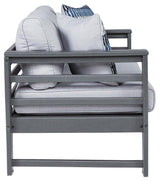 Amora Charcoal Gray Outdoor Loveseat With Cushion - Ella Furniture