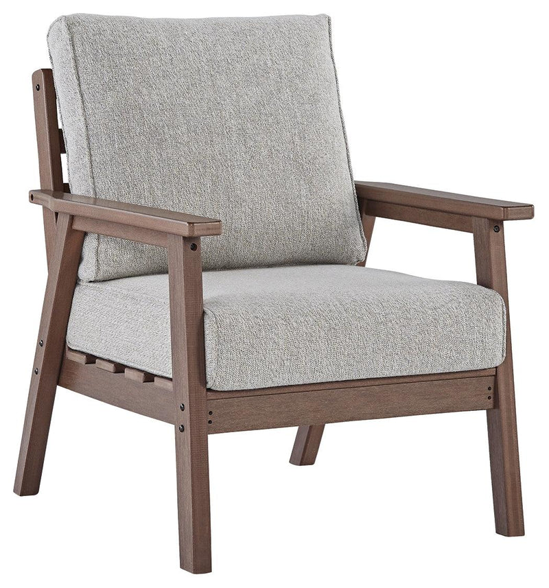 Emmeline Brown/beige Outdoor Lounge Chair With Cushion (Set Of 2) - Ella Furniture