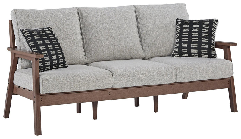 Emmeline Brown/beige Outdoor Sofa With Cushion - Ella Furniture