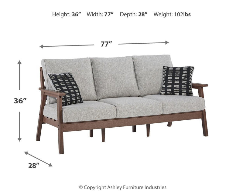Emmeline Brown/beige Outdoor Sofa With Cushion