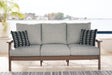 Emmeline Brown/beige Outdoor Sofa With Cushion - Ella Furniture