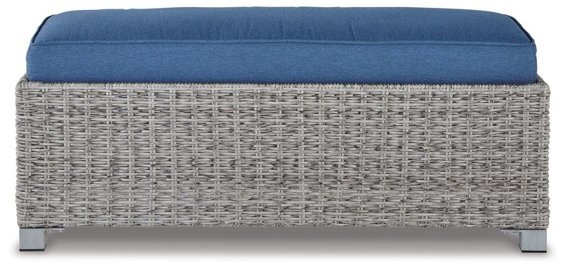 Naples Beach Light Gray Outdoor Bench With Cushion - Ella Furniture
