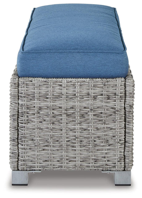 Naples Beach Light Gray Outdoor Bench With Cushion - Ella Furniture