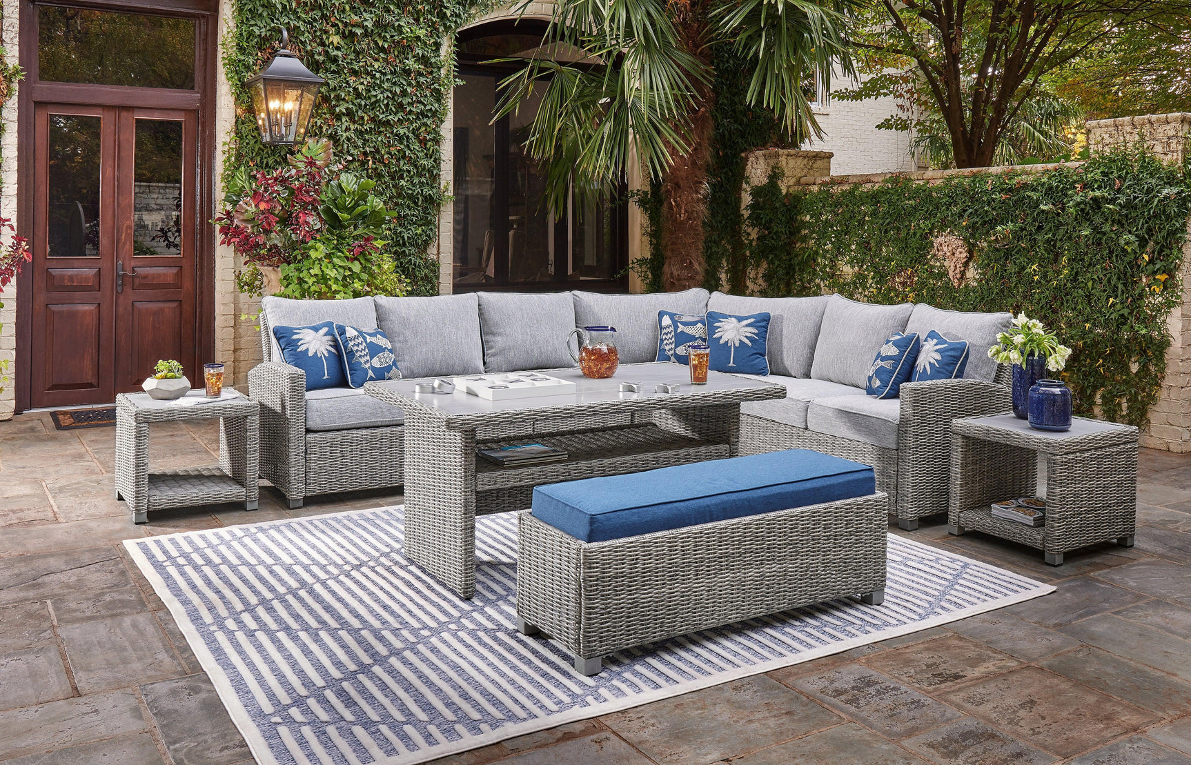 Naples Beach Light Gray Outdoor Multi-use Table - Ella Furniture