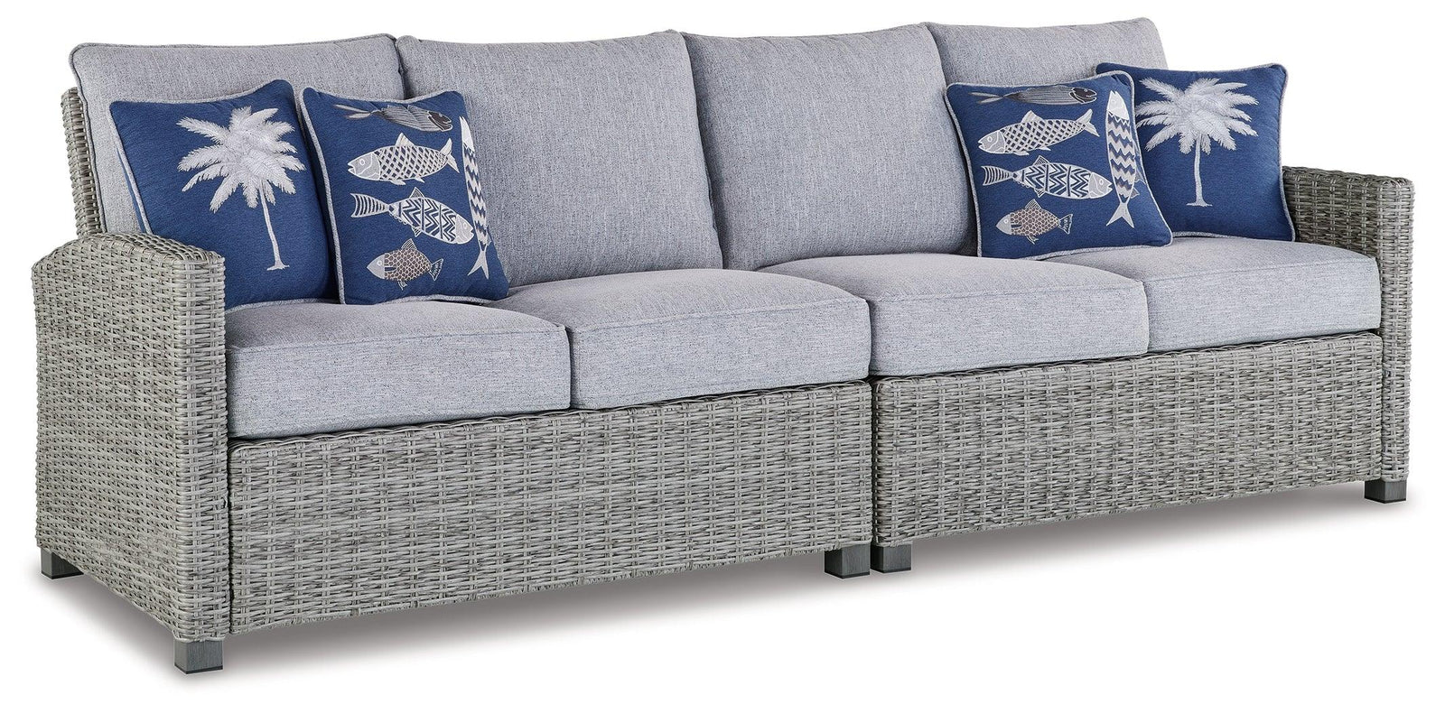 Naples Beach Light Gray Outdoor Right And Left-arm Facing Loveseat With Cushion (Set Of 2) - Ella Furniture