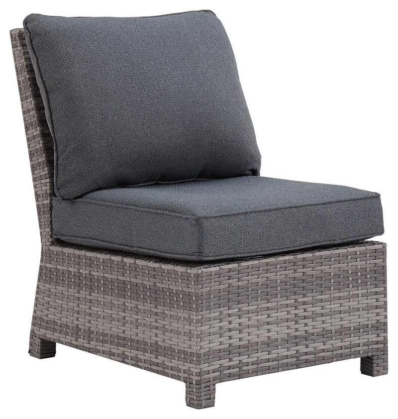 Salem Beach Gray Armless Chair With Cushion