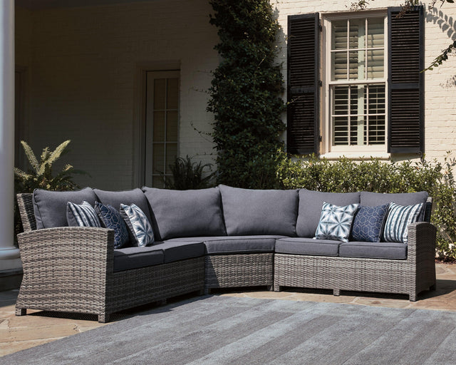 Salem Beach Gray Nuvella® 3-Piece Outdoor Sectional - Ella Furniture