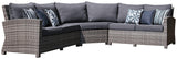 Salem Beach Gray Nuvella® 3-Piece Outdoor Sectional - Ella Furniture