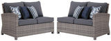 Salem Beach Gray Nuvella® 3-Piece Outdoor Sectional - Ella Furniture