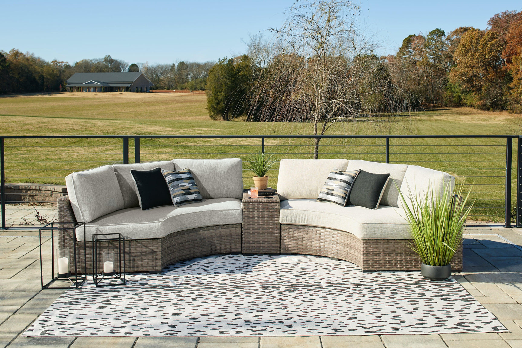 Calworth Beige 3-Piece Outdoor Sectional P458P8 - Ella Furniture