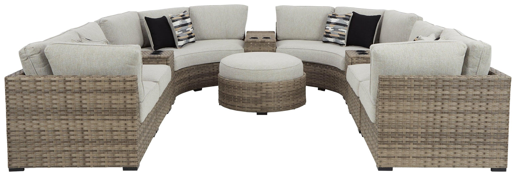 Calworth Beige 9-Piece Outdoor Sectional - Ella Furniture