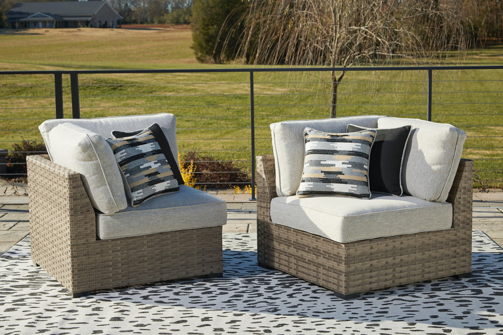 Calworth Beige Outdoor Corner With Cushion (Set Of 2) - Ella Furniture