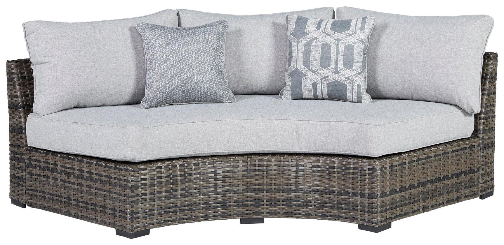 Harbor Court Gray Curved Loveseat With Cushion - Ella Furniture