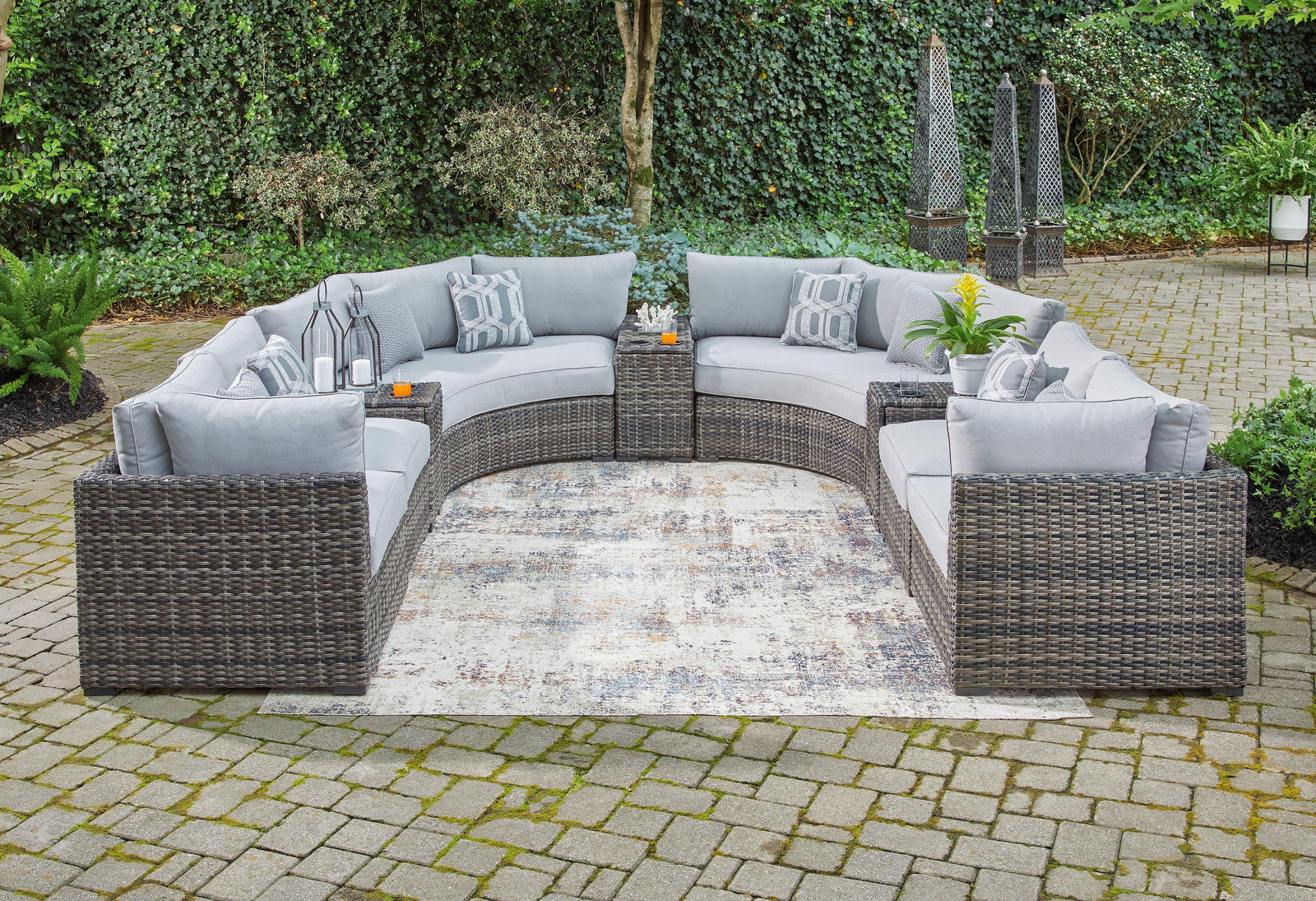 Harbor Court Gray 9-Piece Outdoor Sectional - Ella Furniture
