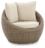 Danson Beige Swivel Lounge With Cushion (Set Of 2) - Ella Furniture