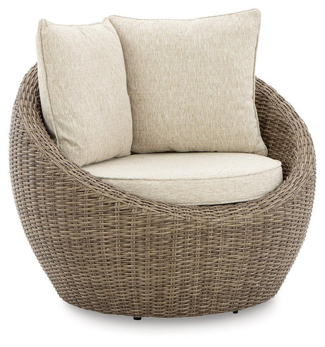 Danson Beige Swivel Lounge With Cushion (Set Of 2) - Ella Furniture