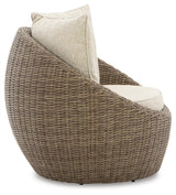 Danson Beige Swivel Lounge With Cushion (Set Of 2) - Ella Furniture