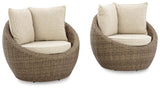 Danson Beige Swivel Lounge With Cushion (Set Of 2) - Ella Furniture
