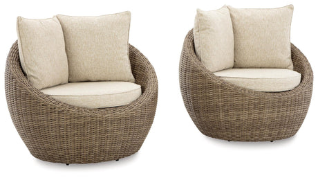 Danson Beige Swivel Lounge With Cushion (Set Of 2) - Ella Furniture