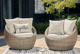 Danson Beige Swivel Lounge With Cushion (Set Of 2) - Ella Furniture