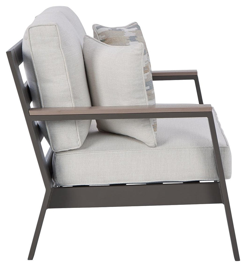 Tropicava Taupe/white Outdoor Loveseat With Cushion