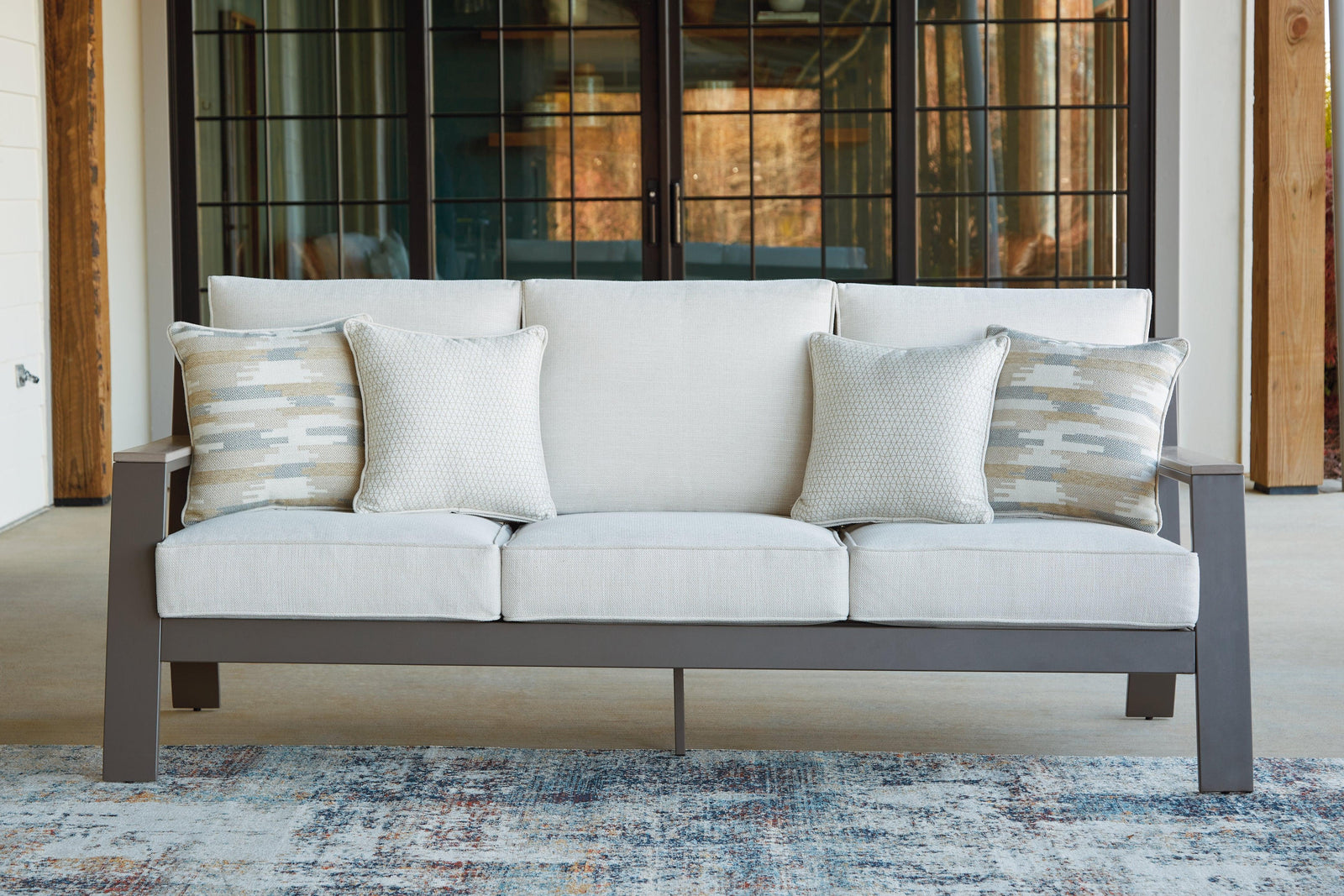 Tropicava Taupe/white Outdoor Sofa With Cushion - Ella Furniture