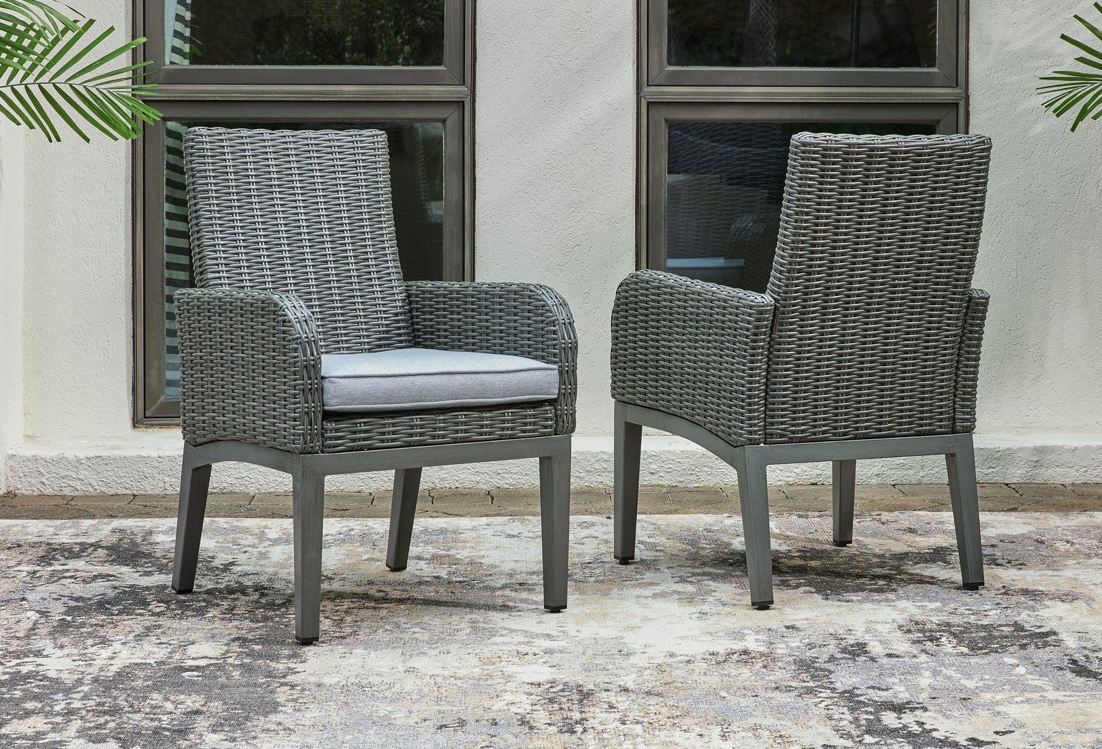 Elite Park Gray Arm Chair With Cushion (Set Of 2)