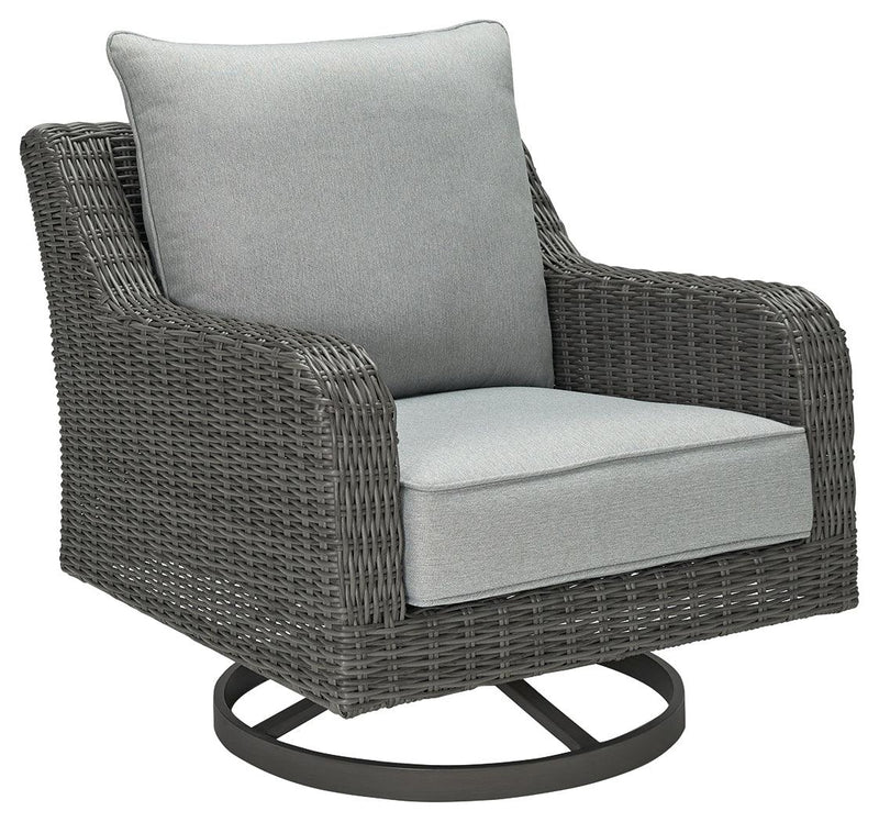 Elite Park Gray Outdoor Swivel Lounge With Cushion - Ella Furniture