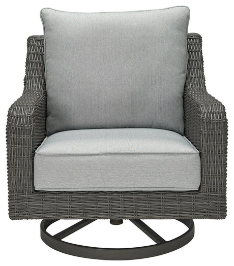 Elite Park Gray Outdoor Swivel Lounge With Cushion - Ella Furniture