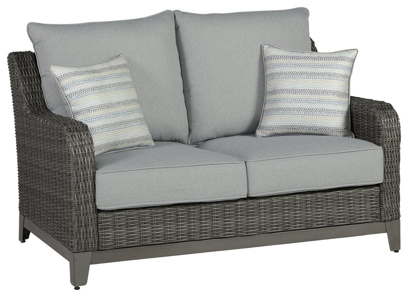 Elite Park Gray Outdoor Loveseat With Cushion - Ella Furniture