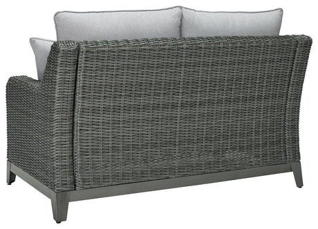Elite Park Gray Outdoor Loveseat With Cushion - Ella Furniture