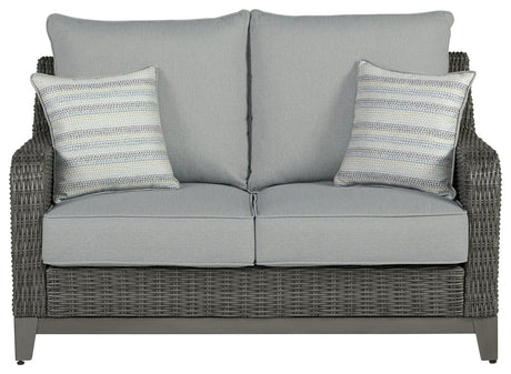 Elite Park Gray Outdoor Loveseat With Cushion - Ella Furniture
