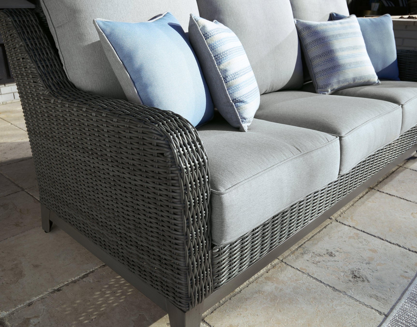 Elite Park Gray Outdoor Sofa With Cushion - Ella Furniture