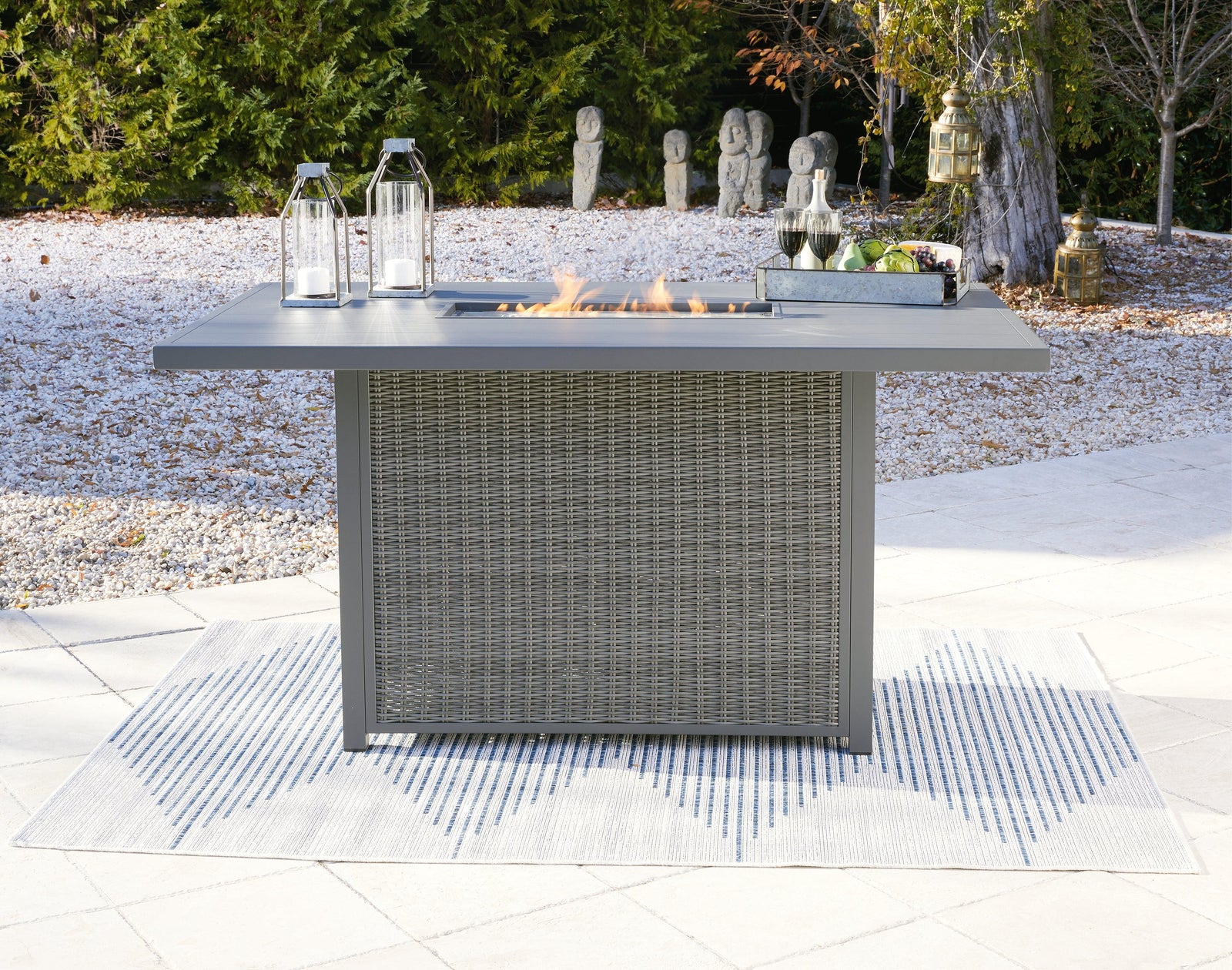 Palazzo Gray Outdoor Bar Table With Fire Pit - Ella Furniture