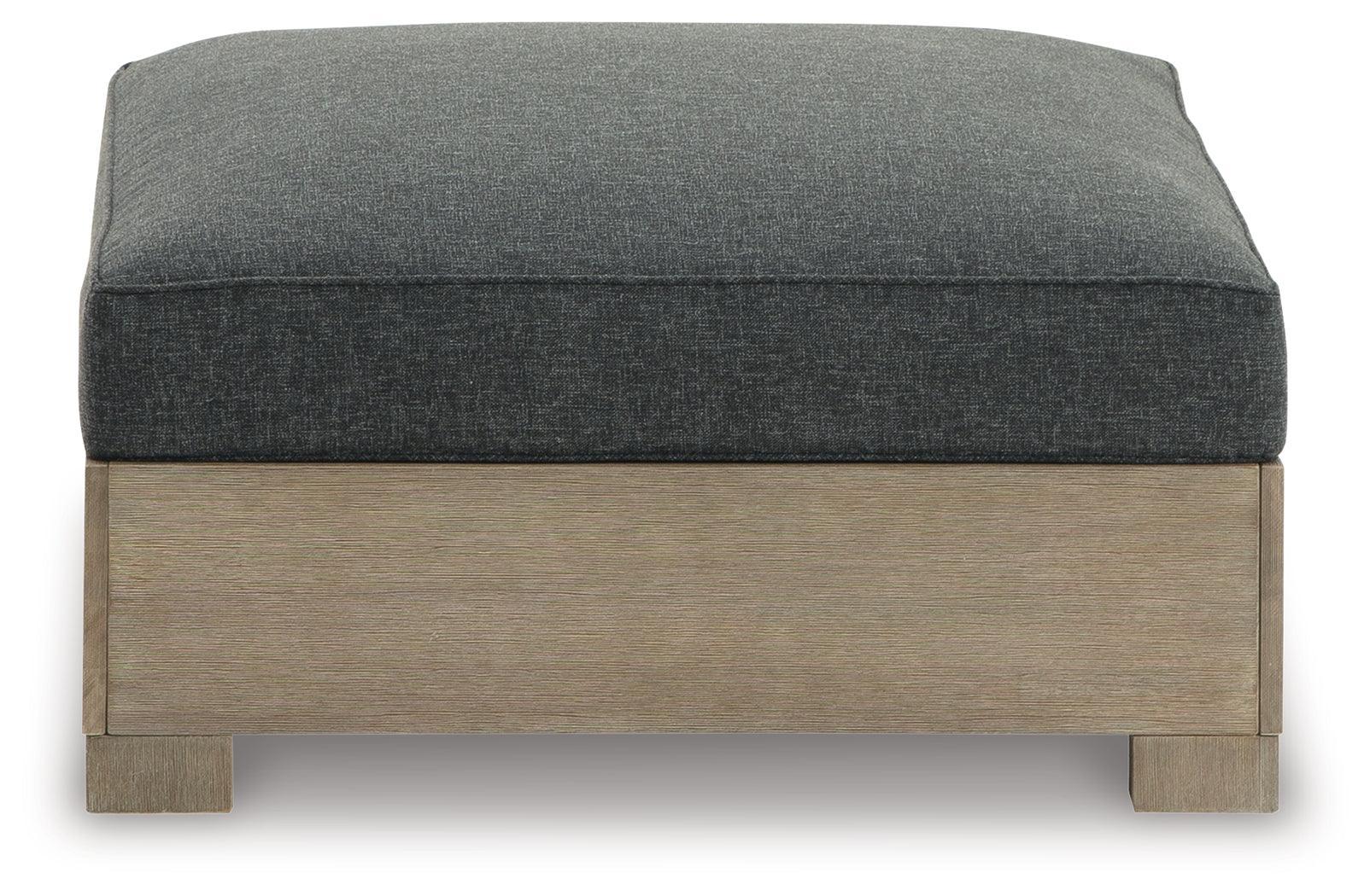 Citrine Park Brown/charcoal Outdoor Ottoman With Cushion - Ella Furniture