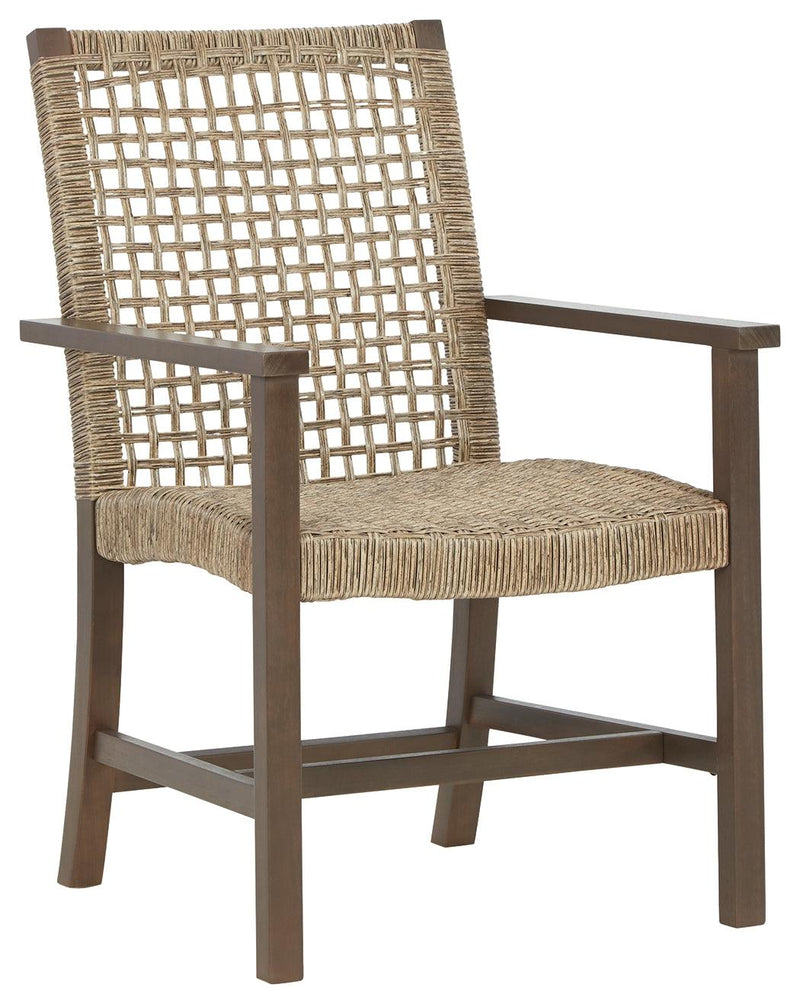Germalia Brown Outdoor Dining Arm Chair (Set Of 2) - Ella Furniture