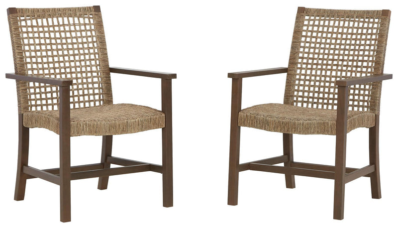Germalia Brown Outdoor Dining Arm Chair (Set Of 2) - Ella Furniture